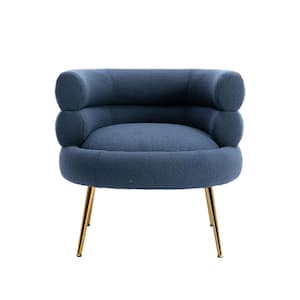 Inessa 30.31 in. Wide Round Arm Polyester Mid-Century Modern Curved Leisure Sofa in Navy Blue