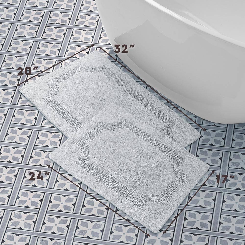 Reversible Off-White Cotton Bath Mat Set, 2-Piece