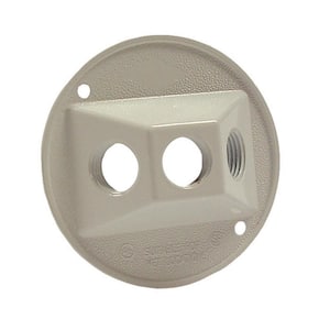 N3R Aluminum White Round Weatherproof Cluster Cover Plate, Three 1/2-in. Threaded Outlets for Lamp Holders