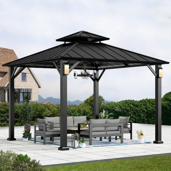 moda furnishings 10 ft. x 10 ft. Black Galvanized Steel