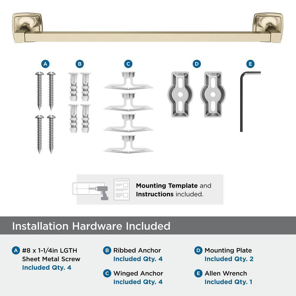 Golden Champagne 18-Inch Wall Mounted Towel Bar