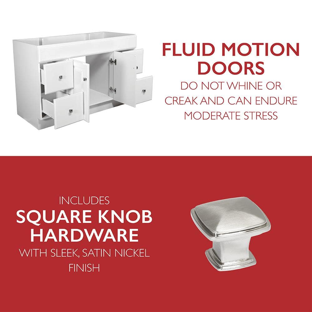 Wyndham 48-Inch Semi-Gloss White MDF Freestanding Bathroom Vanity