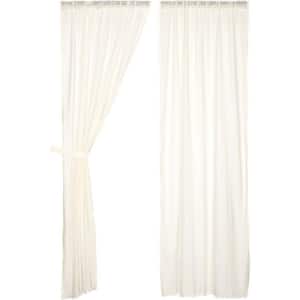 Tobacco Cloth Antique White Cotton Sheer Rod Pocket Window Curtain 40 in. W x 84 in. L Pair