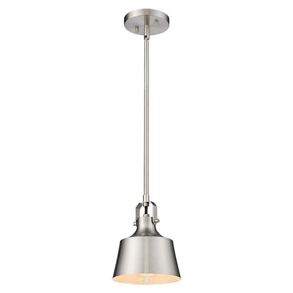Provin 100-Watt 1-Light Brushed Satin Nickel Standard Mini Pendant Light with Metal Shade