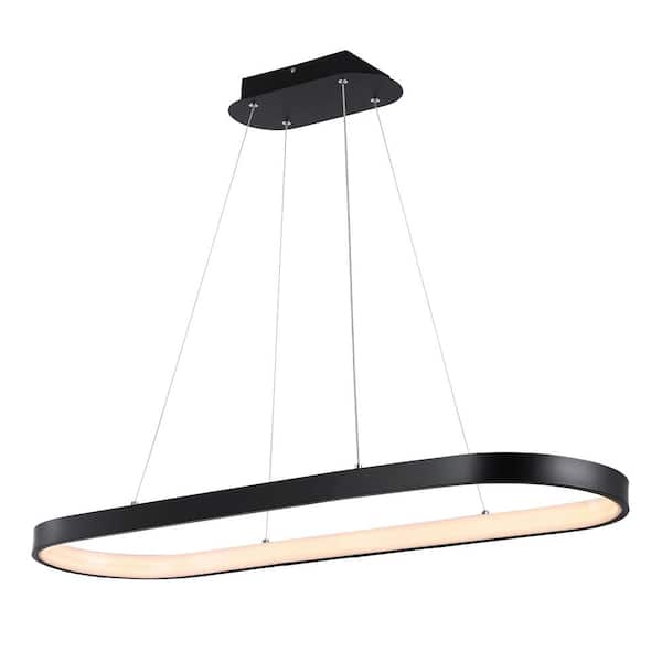 Nolan 38.75 in. Black Modern Bohemian Iron Linear Integrated LED Pendant