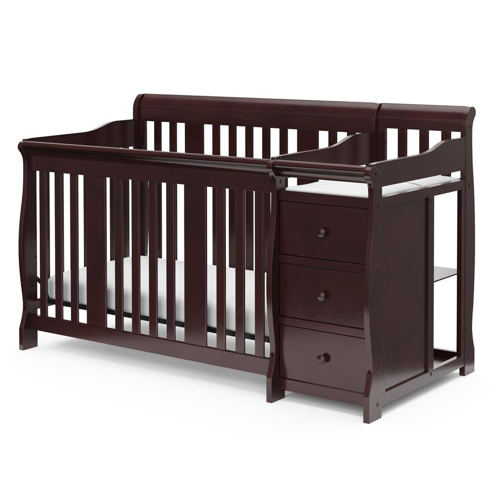 Storkcraft Portofino Espresso 4 In 1 Convertible Crib And Changer 04586 479 The Home Depot