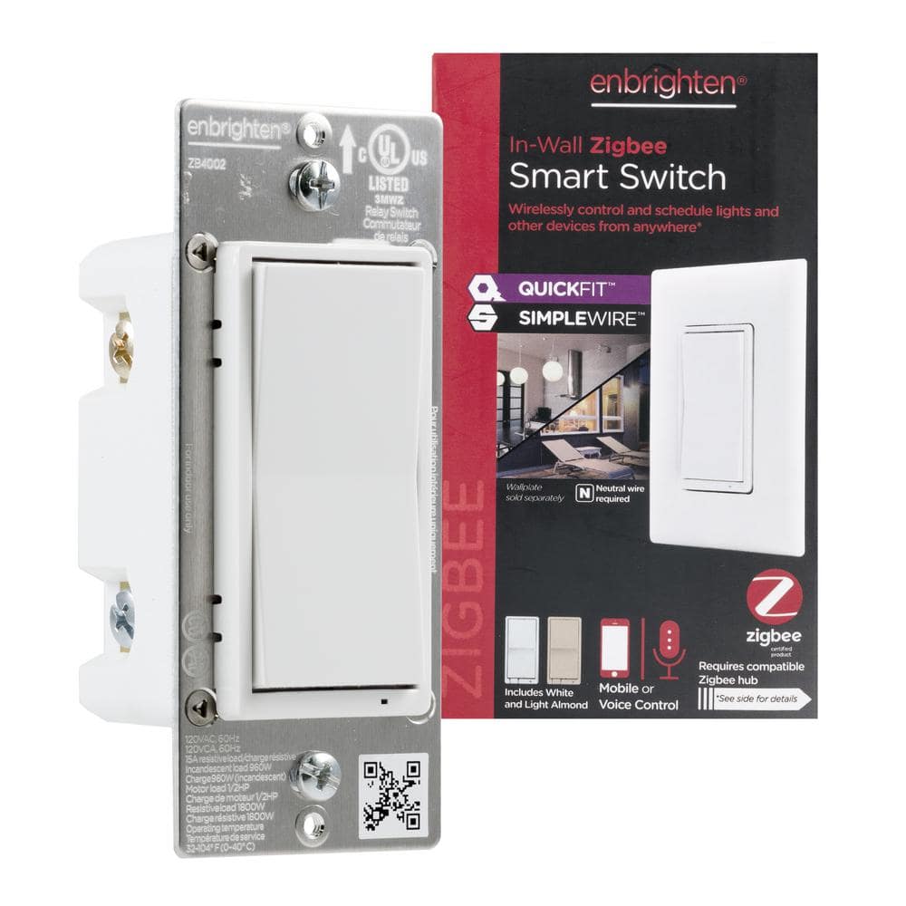Enbrighten Zigbee 15 Amp Smart Light White and Light Almond 43076 - Home Depot
