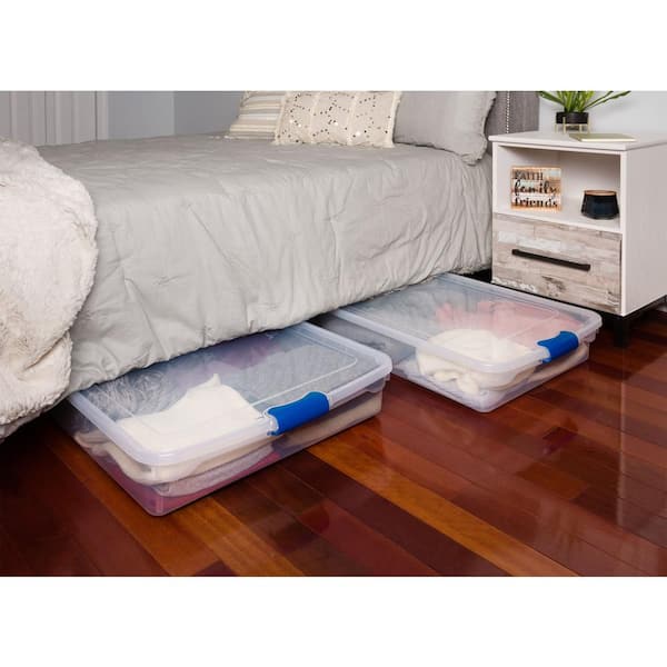 Homz Products 6-Pack Medium 16.5-Gallons (66-Quart) Clear Heavy Duty  Underbed Tote with Latching Lid in the Plastic Storage Containers  department at