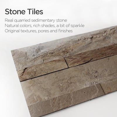 4-sheets Stone Brown 24 in. x 6 in. Peel, Stick Self-Adhesive Decorative 3D Stone Tile Backsplash (3.87 sq.ft. / pack)