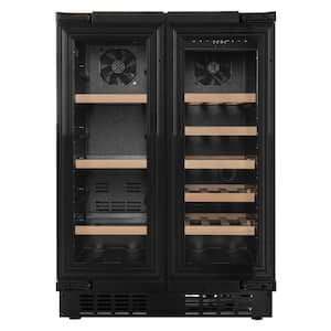 Reserve 24 in. French Door Dual Zone Panel Ready Undercounter with 20 Bottle Capacity Beverage and Wine Cooler in Black