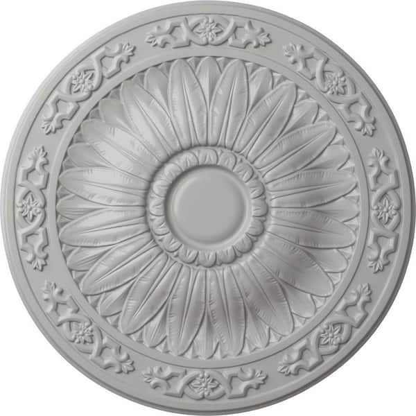 Ekena Millwork 20-1/4 in. x 1-1/2 in. Lunel Urethane Ceiling Medallion (Fits Canopies upto 3-3/4 in.) Hand-Painted Frost