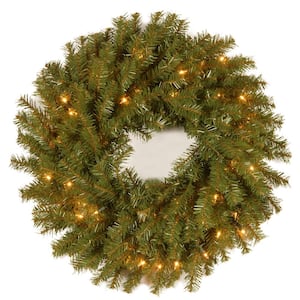 24 in. Norwood Fir Artificial Wreath with Clear Lights