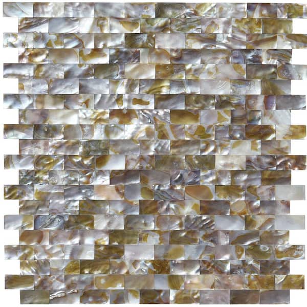 Art3d Natural Seashell Dark Color Pearl 12 in. x 12 in. Rectange Mosaic Tile Decorative Backsplash Tile( 10 sq.ft./case)