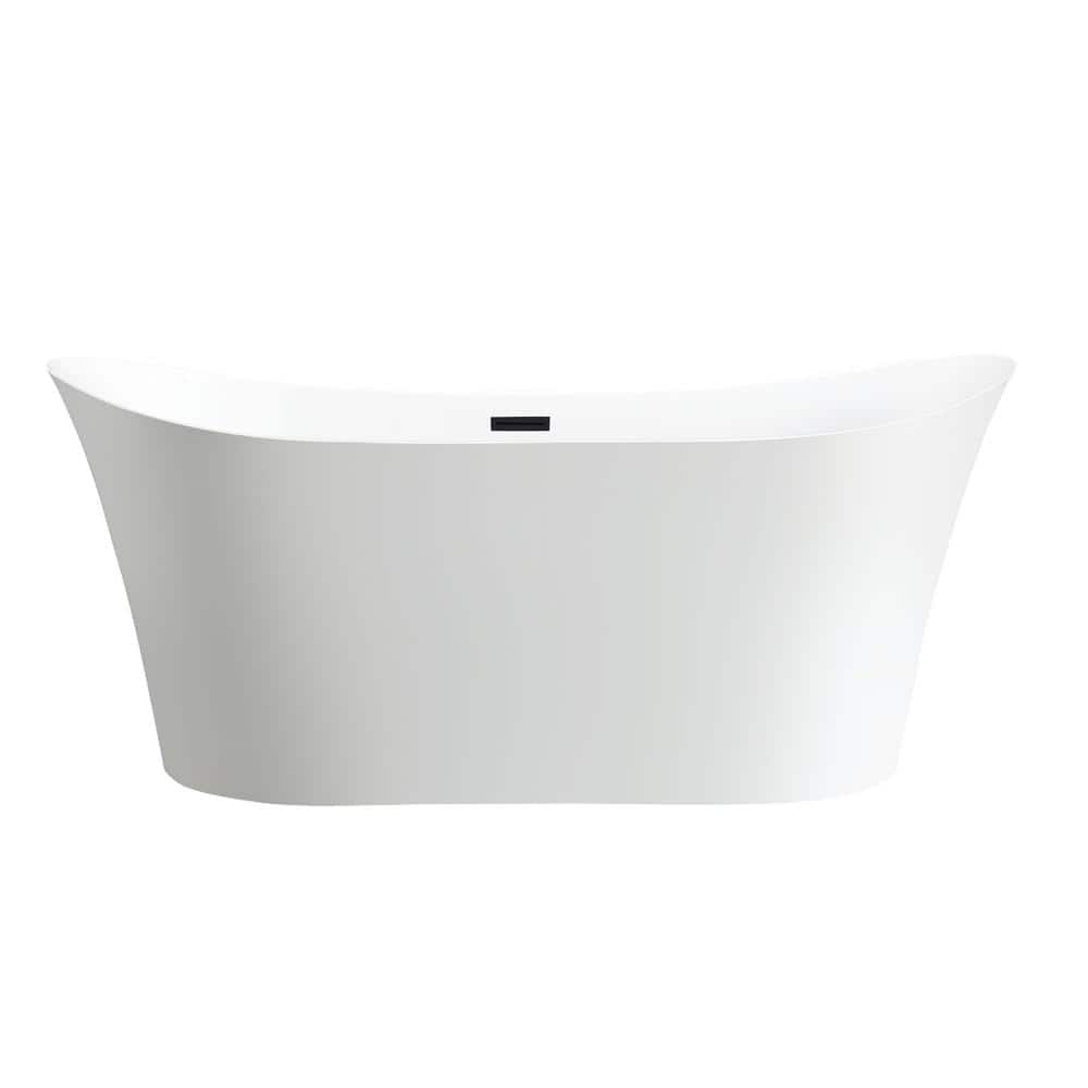 67'' White Acrylic Freestanding Soaking Bathtub with Oil Rubbed Bronze Trim