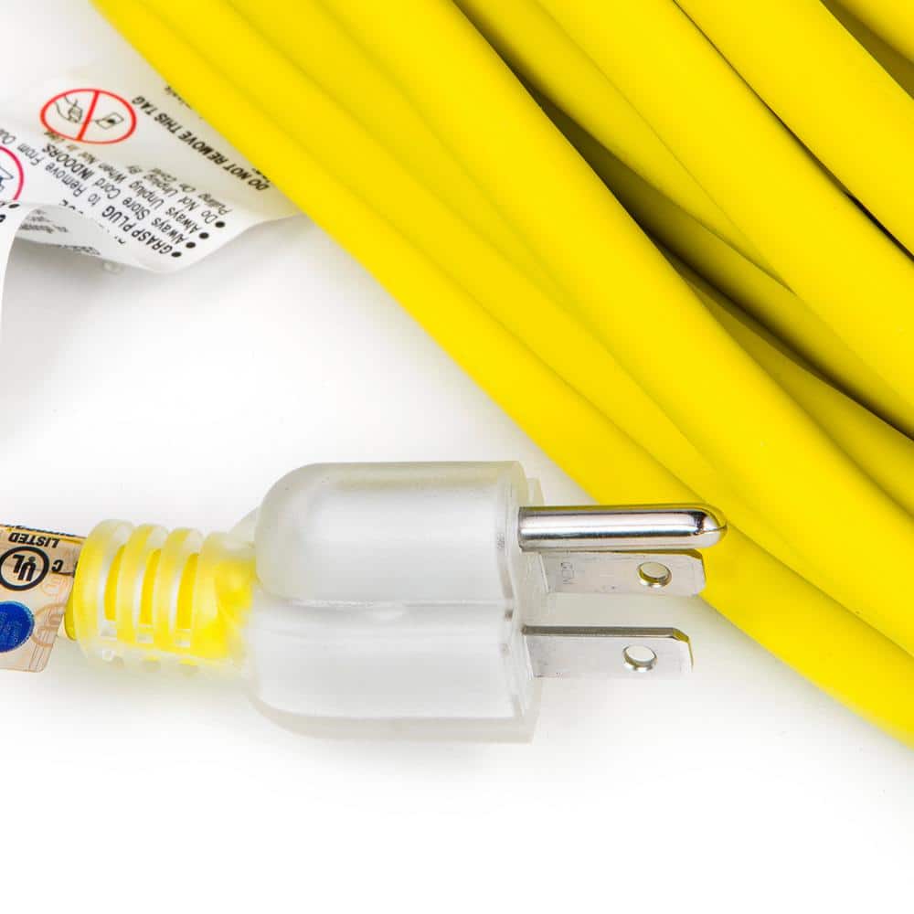 50 ft Yellow Heavy Duty PVC Extension Cord with Lighted End