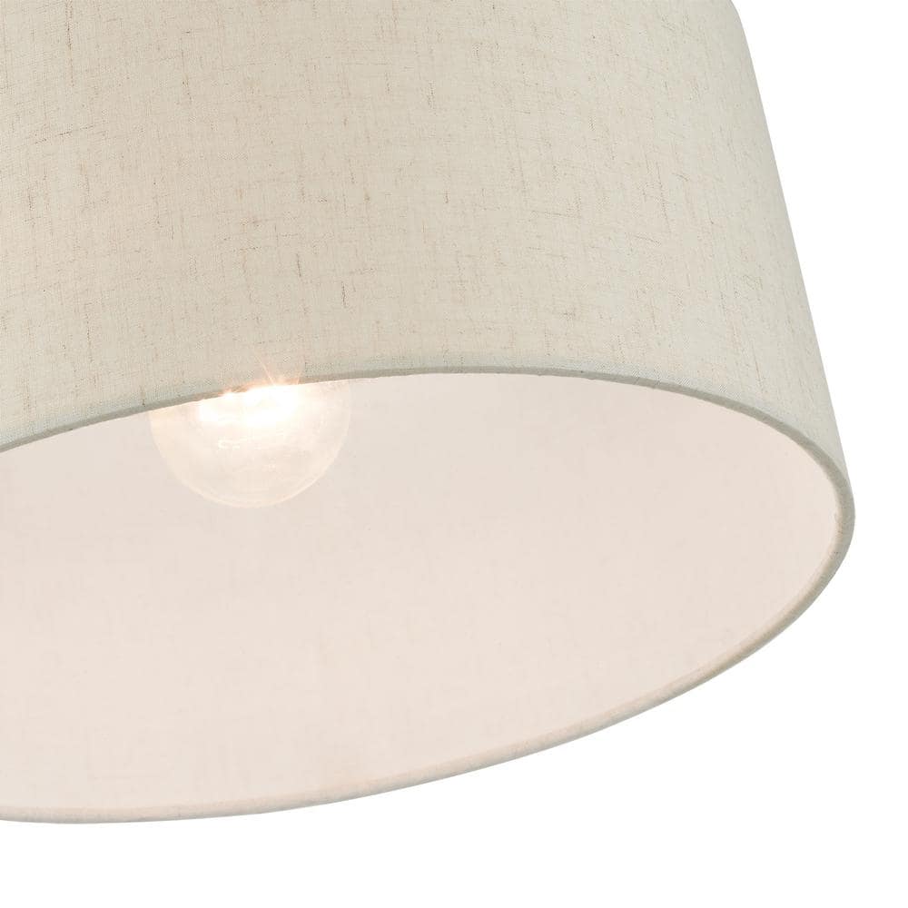 Elegant Antique Brass Drum LED Semi-Flush Mount Light, 13"W