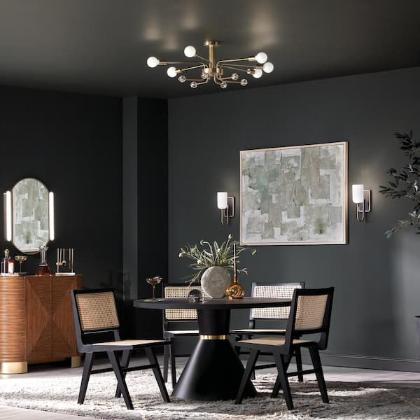 Ocala 41.25 in. 6-Light Champagne Bronze Living Room Art Deco Semi-Flush Mount Ceiling Light with Clear Crystal