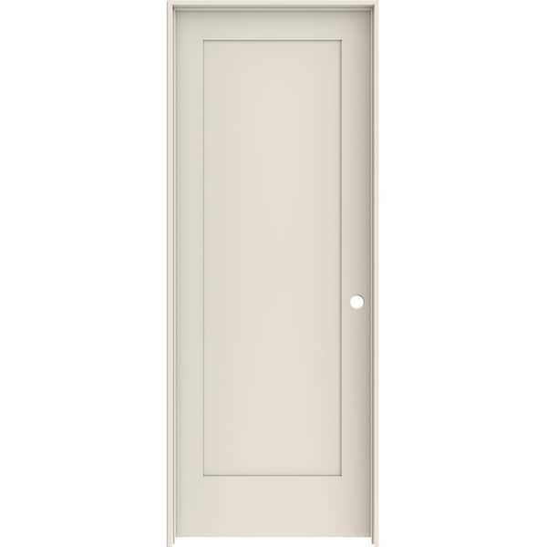 JELD-WEN 32 in. x 80 in. 1 Panel Shaker Left-Hand Primed Solid Core Wood Single Prehung Interior Door