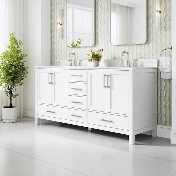 Lexora Sherman 72 in. W x 22 in. D Blue Double Bath Vanity with