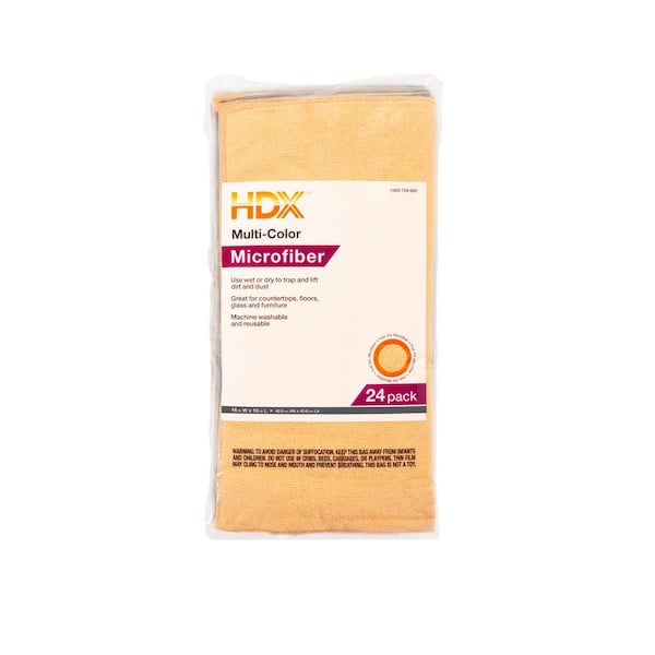 HDX HDX 16 in. x 16 in. Multi-Purpose Microfiber Towel (24-Pack)