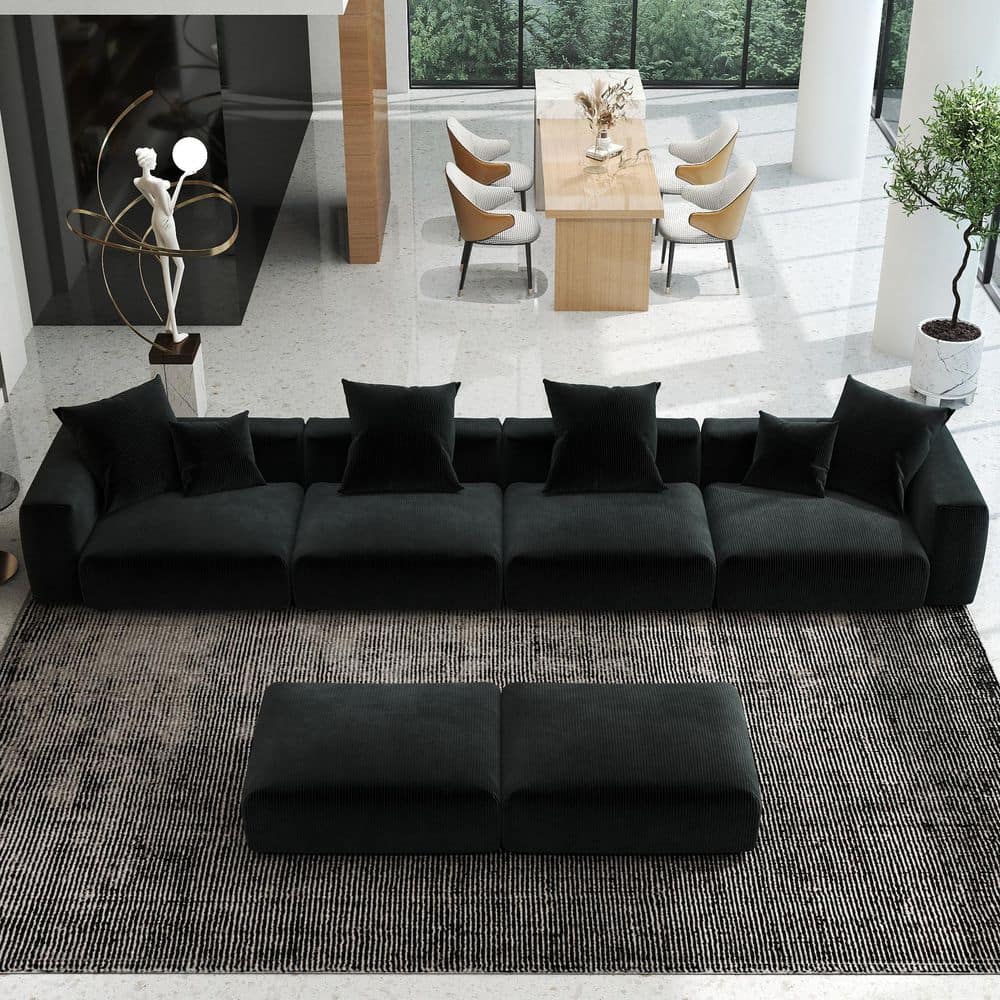 181.1 in. Square Arm Corduroy Deep-Seat Sofa Free Combination Various Shape