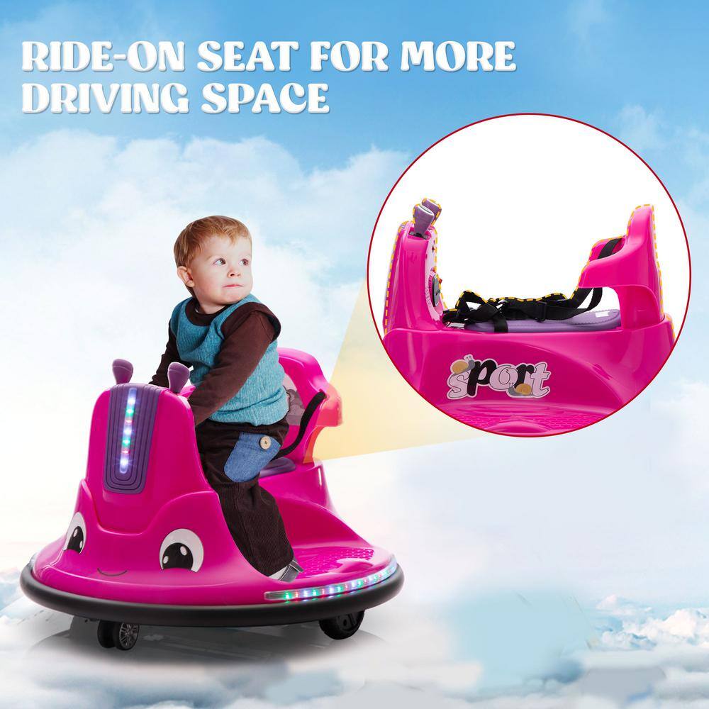 Pink 12-Volt Kids Electric Bumper Car with LED Lights