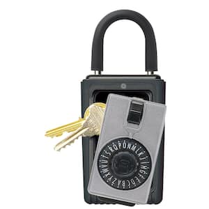 Portable 3-Key Lock Box with Spin Dial Combination Lock, Titanium