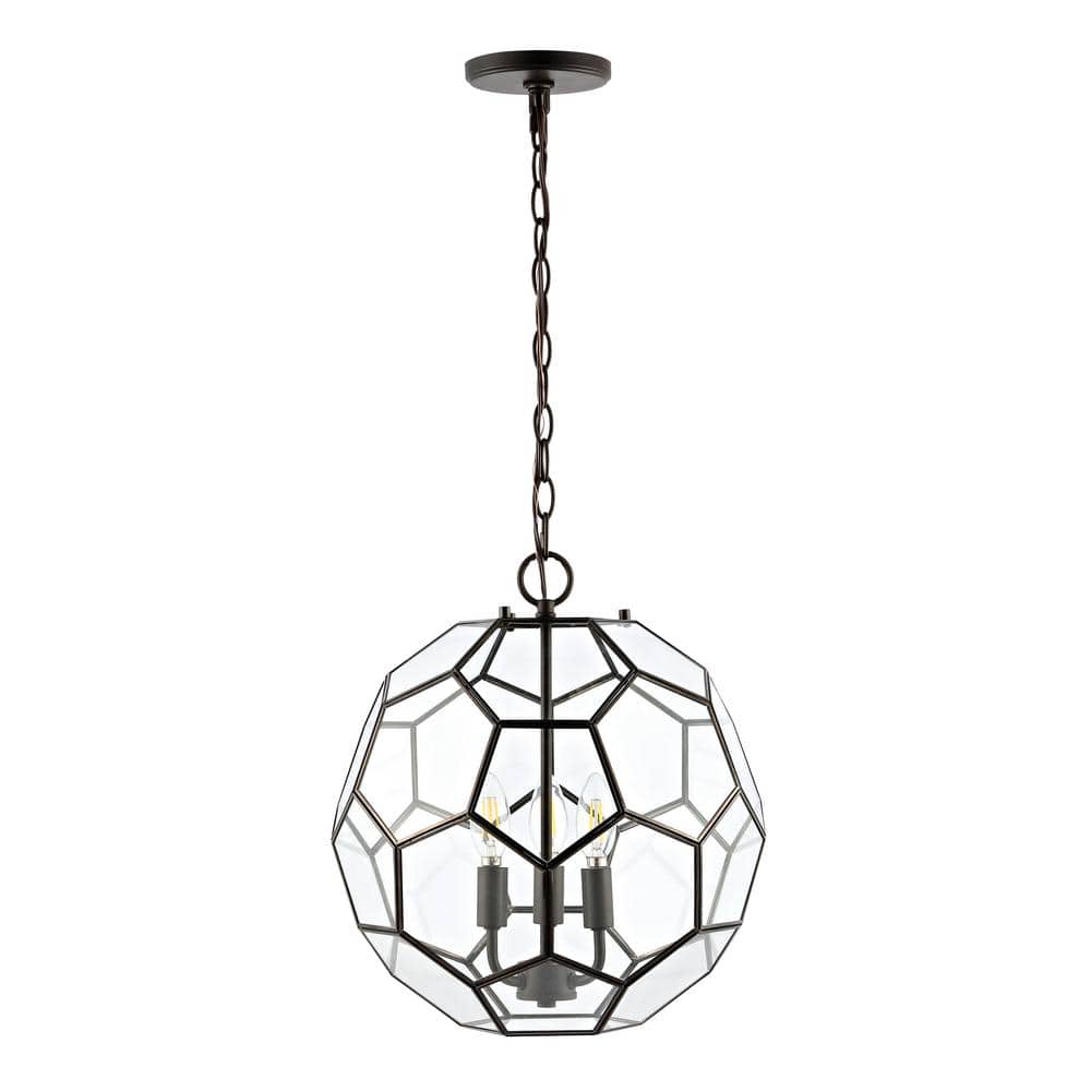 Bee 13.5" Oil Rubbed Bronze Hexagon Glass LED Pendant Light