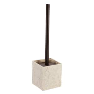 Natural Stone Effect Square Toilet Brush and Holder Set