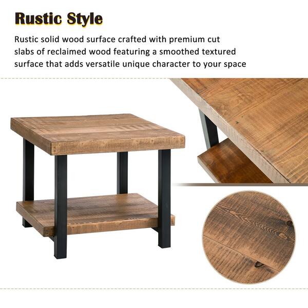 Gosalmon 26 4 In Natural Square Wood Coffee Table With Storage Shelf For Living Room Aj536997eeh Natural Square Wood Coffee Table, 26 Inch Wide Side Table