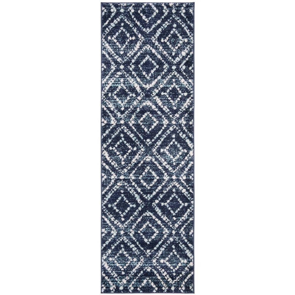 Adirondack Navy/Ivory 3 ft. x 6 ft. Geometric Runner Rug price history on PriceWatchPro
