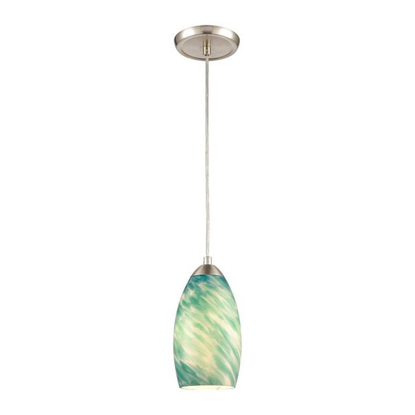 Titan Lighting Eventide 1-Light Satin Nickel Mini Pendant Light with Glass Shade
