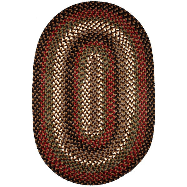 Rhody Rug Country Medley Brown Fudge 5 ft. x 8 ft. Oval Indoor/Outdoor Braided Area Rug