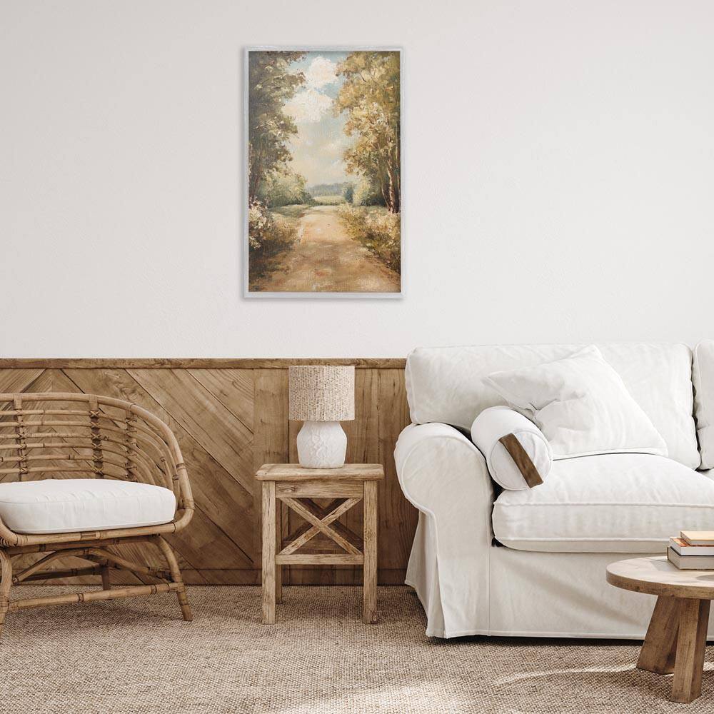 Walk Through Country Forest by Petal Prints Design Gray Framed Nature Giclee Art Print 30 in. x 20 in.