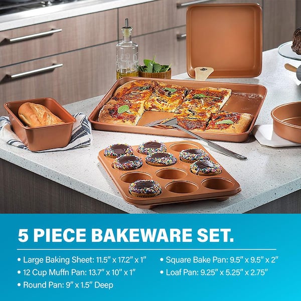 5 Pieces - Calphalon Bakeware HEAVY Weight Toffee Loaf & Cake Pans Cookie  Sheets