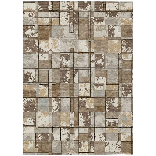 Chantille Machine Washable Indoor/Outdoor Abstract ACN2442 Brown 3 ft. x 5 ft. Area Rug
