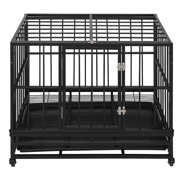 cenadinz 36.5' Heavy Duty Dog Cage Crate Kennel Metal Pet Playpen Portable with Tray Black