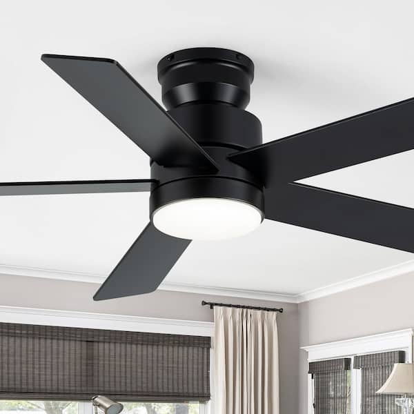 Propeller 42 in. Indoor Black Hugger Ceiling Fan with Color-Changing LED Light with Remote Control