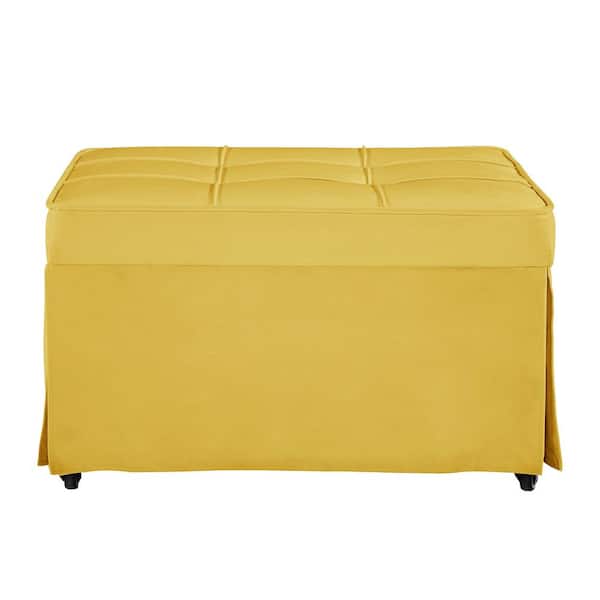 Unbranded 27.6 in. W Yellow Folding Velvet Single Sofa Bed with Adjustable Backrest