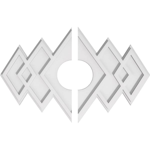 Ekena Millwork 24 in. W x 16 in. H x 5 in. ID x 1 in. P Zoe Architectural Grade PVC Contemporary Ceiling Medallion (2-Piece)