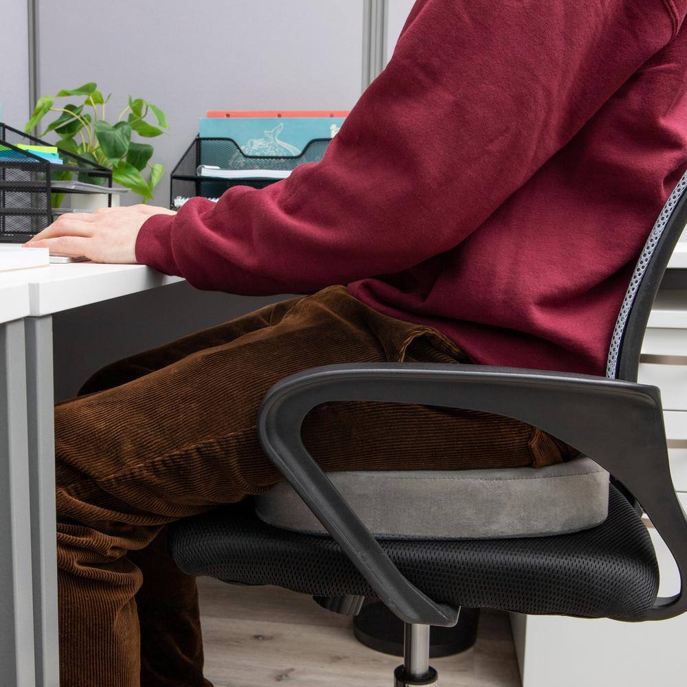Gray Memory Foam Ergonomic Seat Cushion with Anti-Slip Base