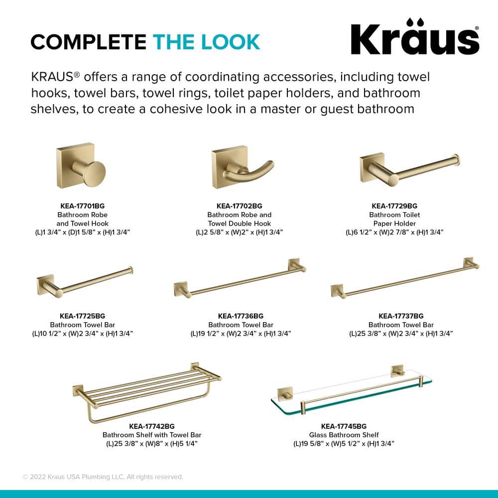 Ventus 18" Brushed Gold Wall Mounted Towel Bar