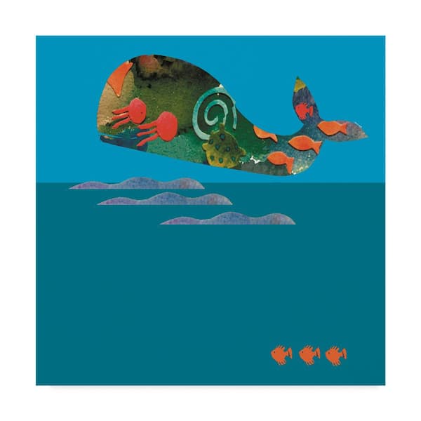 Trademark Art 14 in. 14 in. Whiskers Studio 'The Whale' Canvas Wall Art