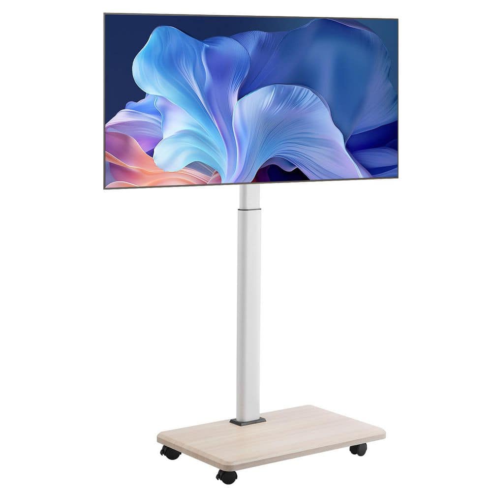 Rolling TV Stand, Mobile TV Cart for 32 in.-70 in. Screens, 25° Left-Right Rotation and Height Adjustable TV Mount