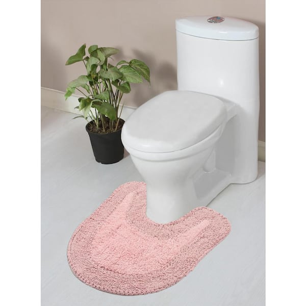 HOME WEAVERS INC Double Ruffle Collection 100% Cotton Bath Rugs Set, 20x20 Contour, Pink