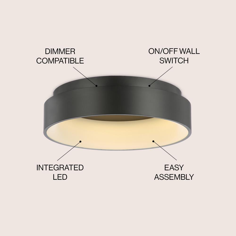Black Drum 17.7" Integrated LED Flush Mount Ceiling Light