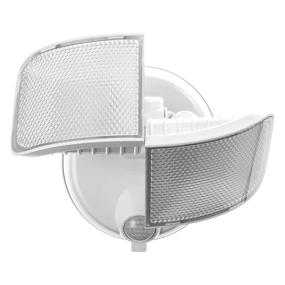 White Twin Head LED Motion Sensor Security Flood Lights, 2-Pack