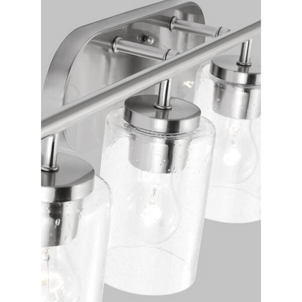 Generation Lighting - Oslo 27.5 in. 4-Light Brushed Nickel Contemporary Transitional Dimmable Bath Vanity Light with Clear Seeded Glass Shades