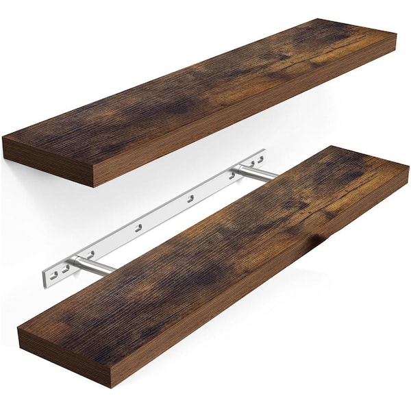 Unbranded 22.5 in. W x 6.7 in. D Brown Engineered Wood Decorative Wall Shelf
