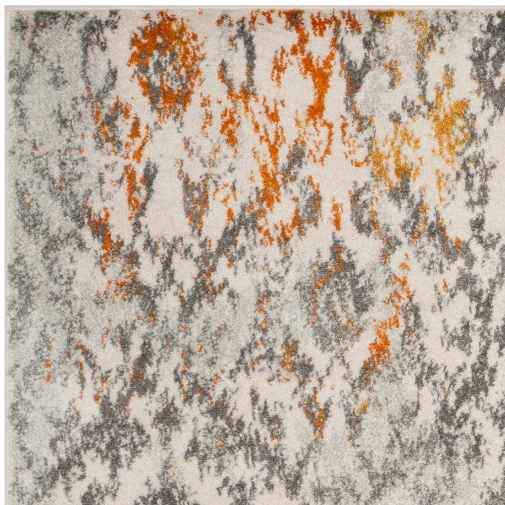 Madison Cream and Orange Damask Square Area Rug
